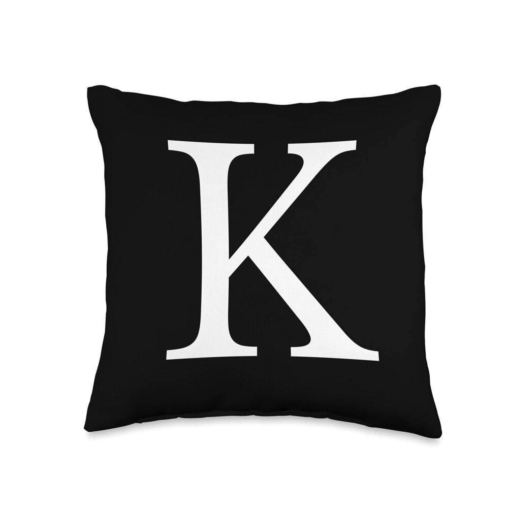 5277 Cute & Classy Black White Monogram Letter K Throw Pillow
